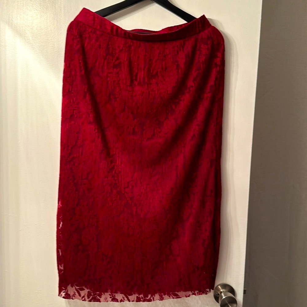women’s skirt Floral Print Tulle, elastic Belted Pleated, burgundy 😍, L & S